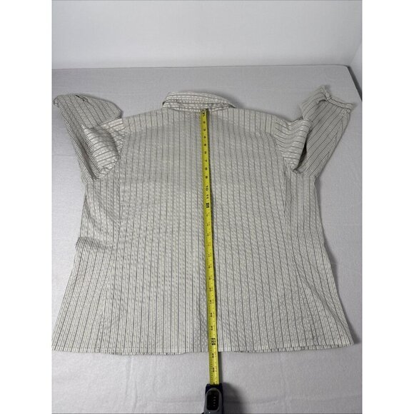 WORTHINGTON WOMEN'S TOP BLUE WHITE SIZE 1X STRETCH BUTTON UP BLOUSE 3/4 SLEEVE - Picture 8 of 11
